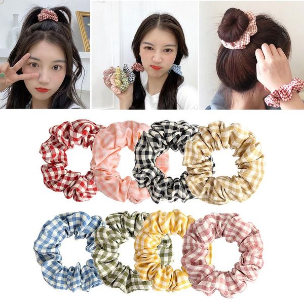 

8шт клетчатки для волос scrunchie ponytail галстука петли мода пони хвостовой держатель полоса кольцо 8p sqcoar, Blue