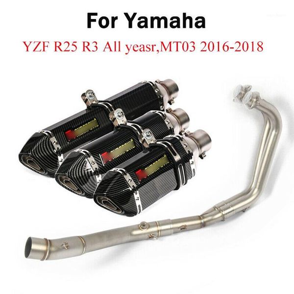 

slip on full exhaust system pipe front mid link pipe & muffler exhaust tube for r3 r25 my03 dirt bike scooter motocross1
