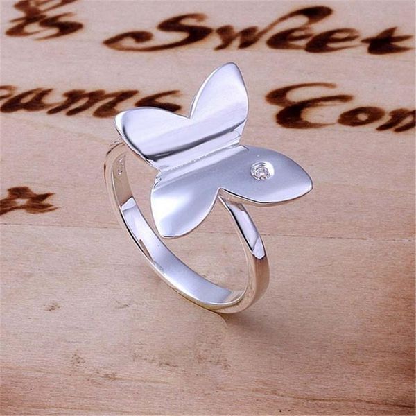 

direct factory price new listing silver color classic women crystal butterfly ring fashion jewelry wild party h bbylfz