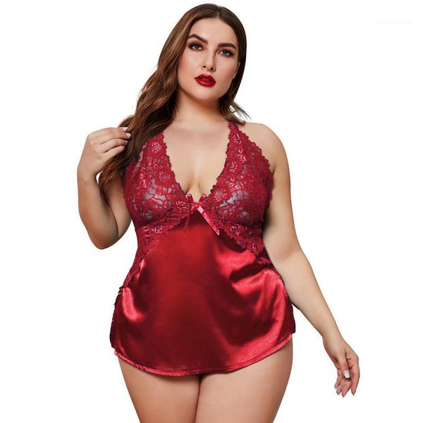 

pajama sets lace patchwork v neck backless nightdress shorts summer solid color comfortable women homewear sleepwear plus size womens, Black;red