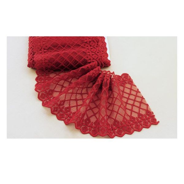 

2meter/lot 15cm/20cm/25cm wine red good quality soft net lingge grid embroidery mesh fabric sewing textile mater jllgop