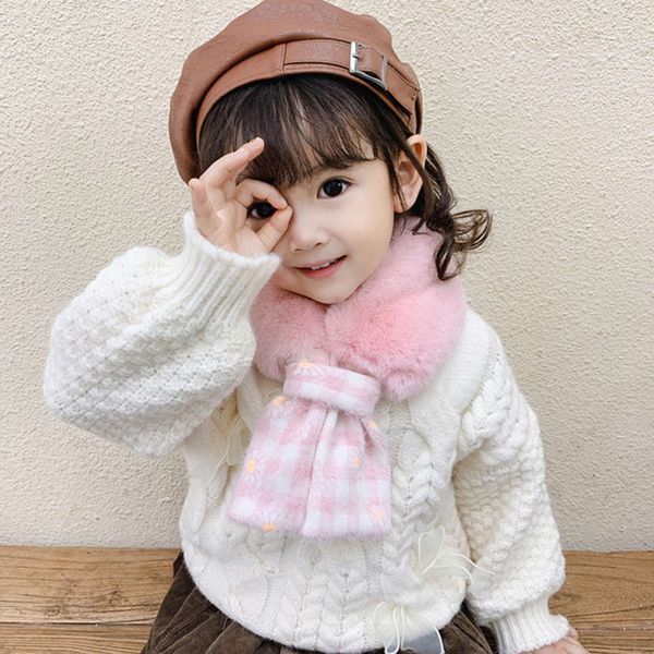

2020 little daisy winter splicing autumn new baby scarf veet warm children's neck wj8664, Red;brown