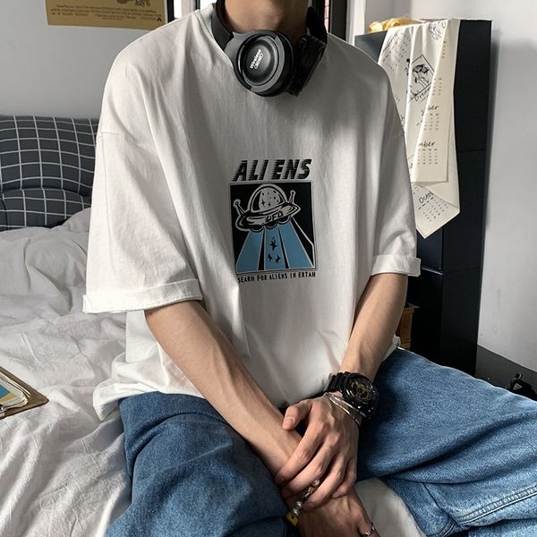 

men's short sleeve t-shirt in summer 2020, White;black