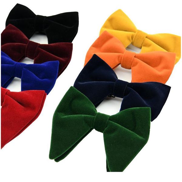 

new fashion velvet big bowties for women mens groom wedding bow tie skinny solid color gravatas slim black cravat acc qylutv, Black;gray