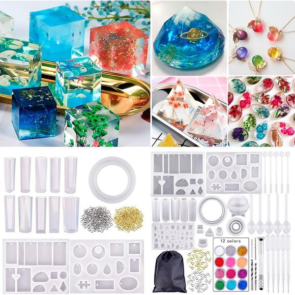 

diy crystal epoxy tools pendant silicone casting molds and tools clay mold pottery mould with storage bag jewelry craft make jllkxu