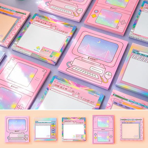 

creative pink girl heart memo pad vintage computer game machine modeling n times sticky notes memo notepad bookmark gift wmtbgf