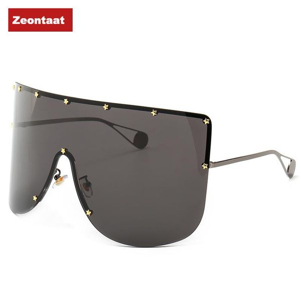 

sunglasses zeontaat oversize winfproof for women one piece big lens sun glasses men rimless vintage shield chic cool shades, White;black