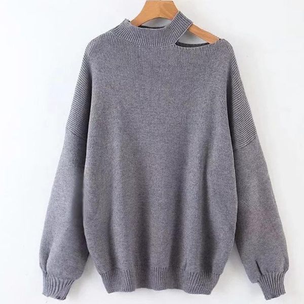 

off shoulder knitted sweater oversized sweater fashion solid print print clavicle sleeve long sleeve, White;black