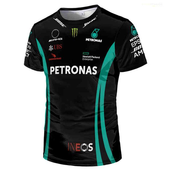 

2022 new summer petronas joint f1 formula one amg team 2019 short sleeve men's and women's racing spectator t-shirts, White;black