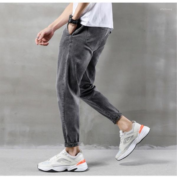 

peikong 2020 spring new pants men torn summer blue stretch slim jeans trendy men's straight leg zipper lace-up cotton mid-waist1