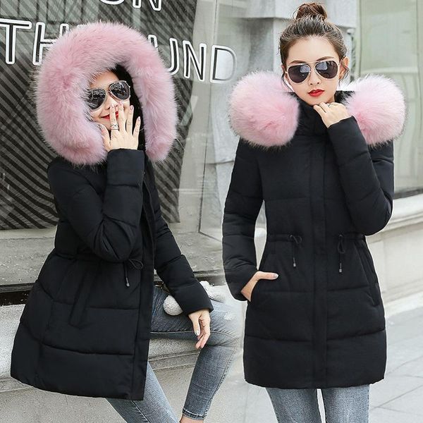 

plush hooded thicken winter wadded jacket women parka coat outdoor warm down coats outwear breathable daily overalls robe mujer, Black