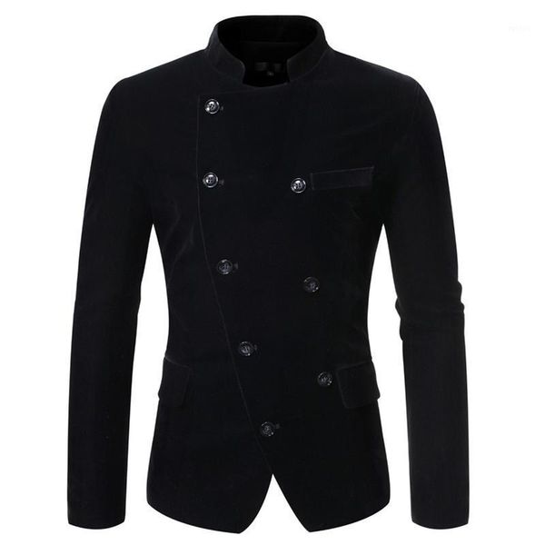 

men casual coats new winter warm plus coat mens self cultivation solid color stand collar double breasted jackets1, Black;brown