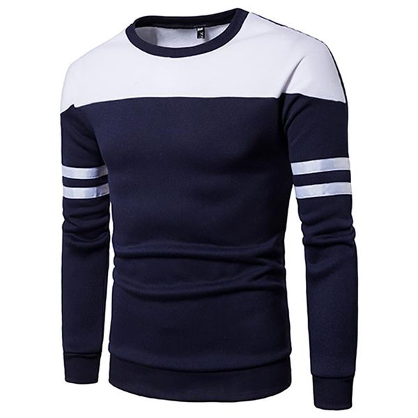 

2020 men's new casual pullover fashion color matching sweatshirt, Black