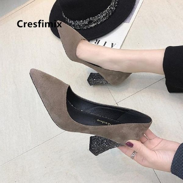 

dress shoes cresfimix women fashion grey slip on heel pumps lady casual black cute mujer tacones altos c5261