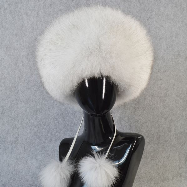 

new quality style luxury royal russian winter warm 2020 female hat soft handcrafted 100% genuine real fox skin cap, Blue;gray