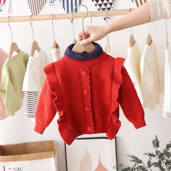 

pile girls' solid neck sweater 2020 winter new korean children's clothing knitwear red wedding drs, Blue