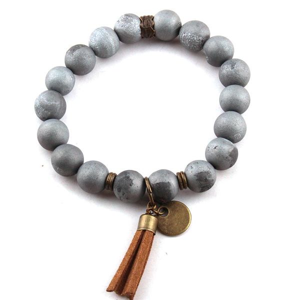 

moodpc мода энергии браслеты красивые 10 мм натуральный браслет из бисера натурального бронза, Black