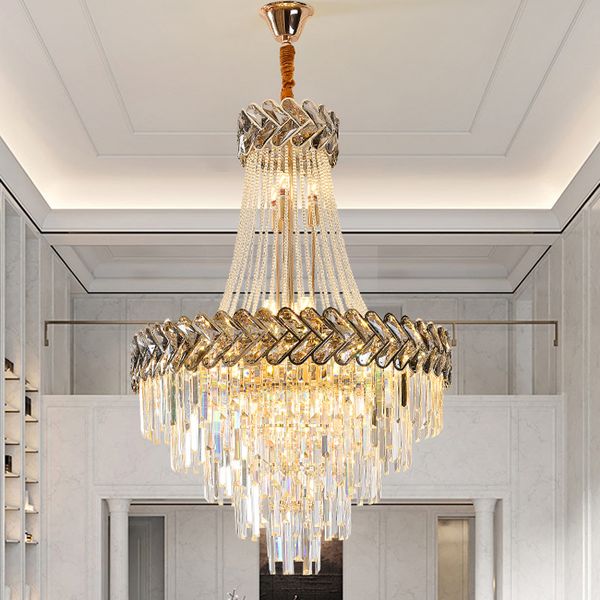 

duplex building luxury crystal chandelier lighting living room restaurant decoration crystal light modern atmosphere crystals pendant lamps