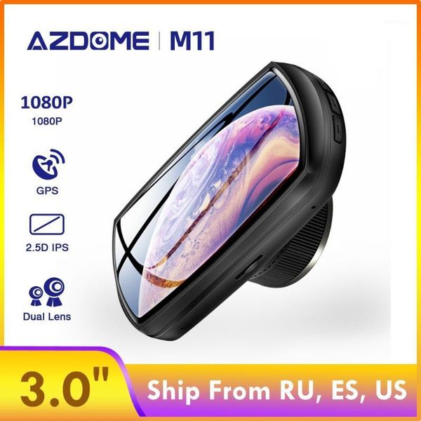 

azdome 3" lcd 1080p car dvr dual lens night vision mini dashcam original rear cam 24h parking monitor support gps car camera1