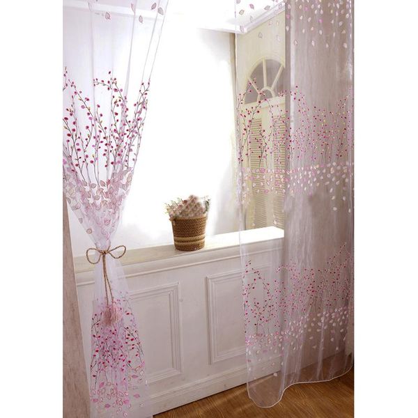 

curtain & drapes 1 pc 2021 lovely pastoral wintersweet flower printed voile door window balcony sheer screening curtains for bedroom living