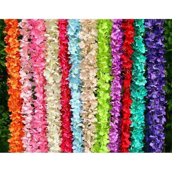 

wisteria silk 200cm flower vine long artificial hydrangea rattan diy wedding birthday party decoration wall backdrop flo dsdq