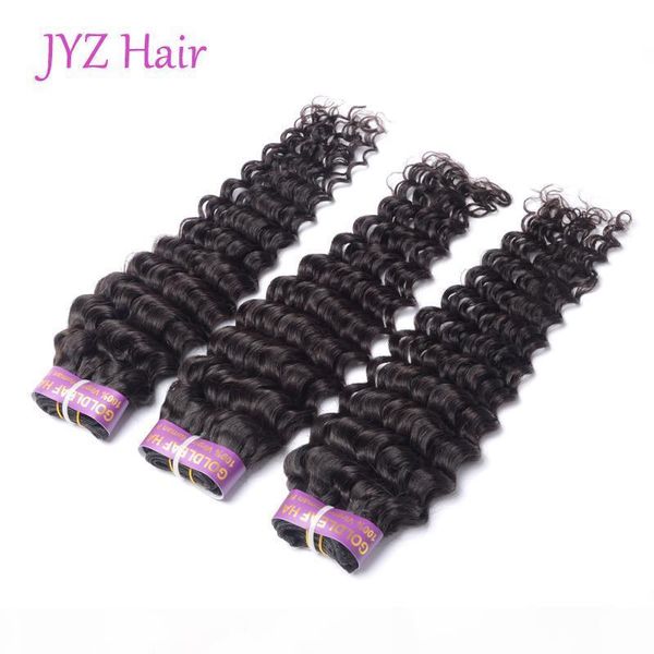 

unprocessed brazillian peruvian indian malaysian human hair deep wave virgin hair extensions 3 bundles wefts deep wave human hair weave, Black