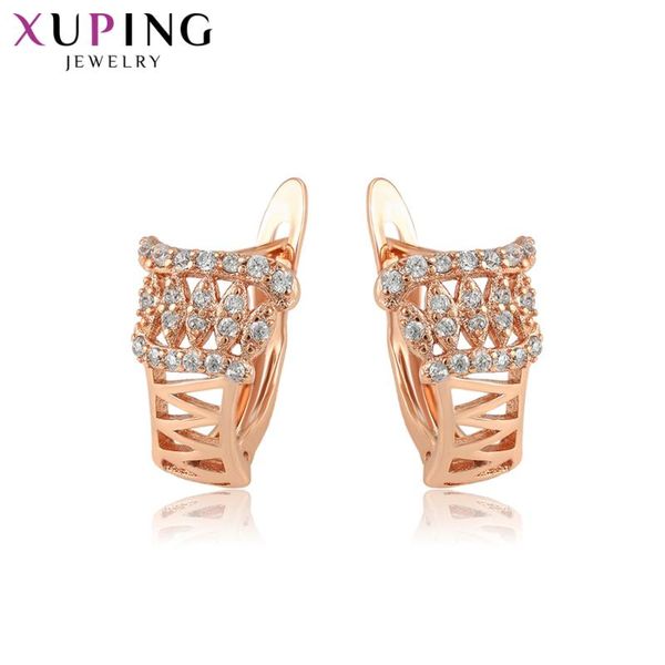 

hoop & huggie xuping fashion earrings design for women rose color plated charm jewelry geometric gift 80296, Golden;silver
