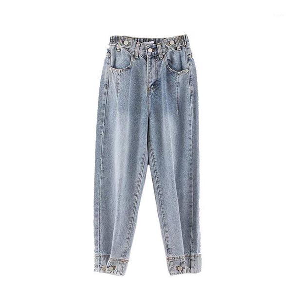 

women jeans pants female elastic high waist jeans casual button denim pants1, Black;white