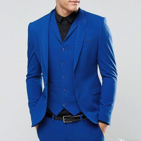 

men's suits & blazers royal blue blazer men for wedding wear 2021 three piece notched lapel custom made groom tuxedos jacket pants vest, White;black