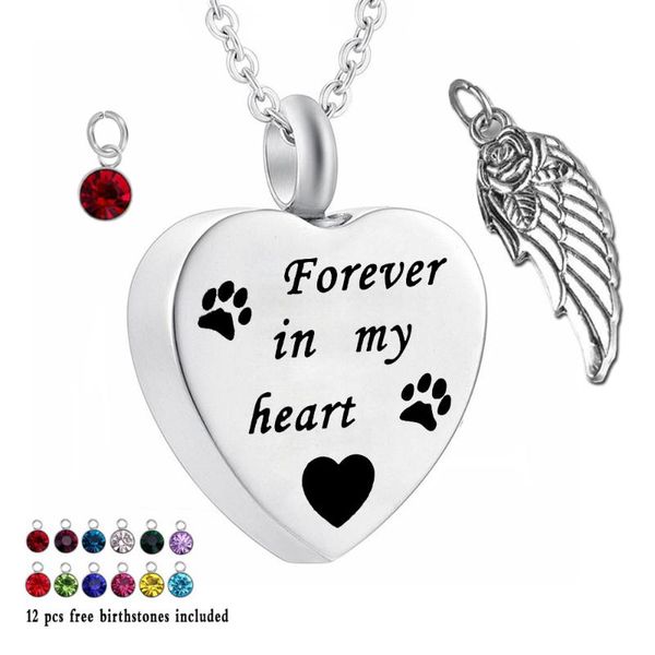 

Forever in my heart 12 Piece Birthstone Crystal Urn Necklace Heart Memorial Keepsake Pendant Ashes Cremation Jewelry, Silver