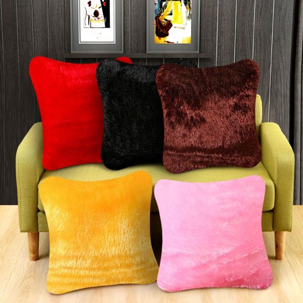 

shaggy soft chair sofa cushion cover fluffy plush square waist throw cushion cover shaggy covers square pillow case