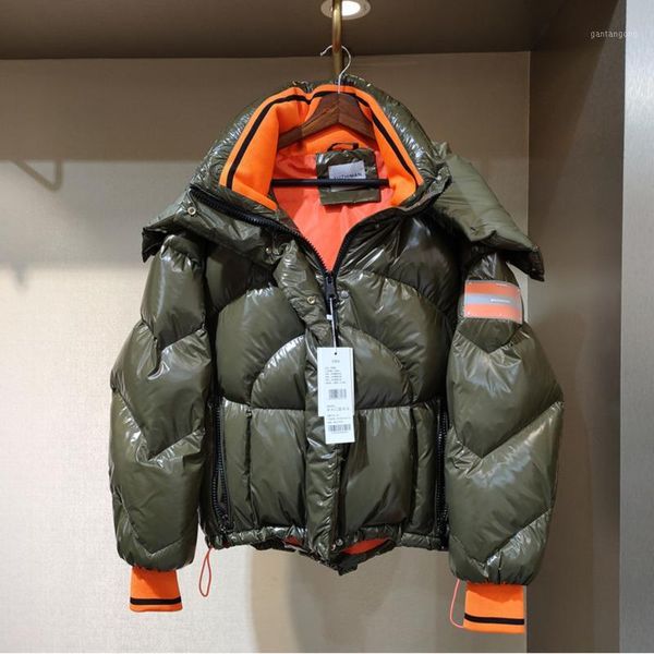 

90% white duck down coat woman 2020 winter thick warm bright casual oversize women parka puffed jacket women snow clothes coat1, Black