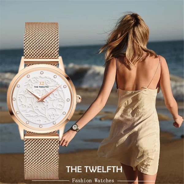 

new designer fashion women luxury quartz watches 316l steel woman x2 elegant clock 32mm dial girl relojes, Slivery;brown