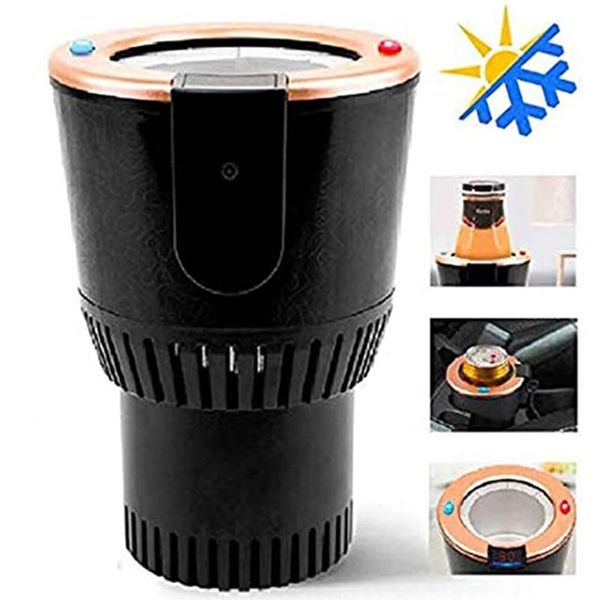 

portable smart auto car cup drinks holder for water coffee beverage milk with display temperature heater cooler kettle