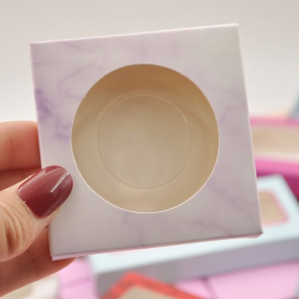 

wholesale 50/pack false eyelash packaging marble purple box paper lash boxes packaging custom logo faux cils 25mm mink eyelashes circle case