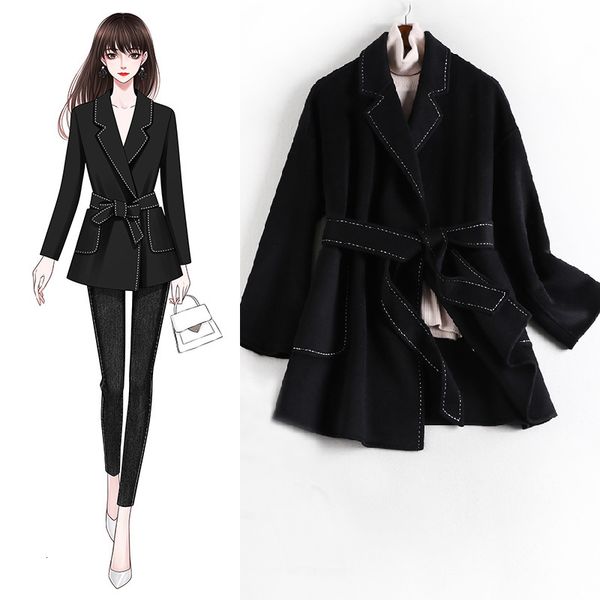 

chinese wool coat 2021 fashion upper thin female wear 8868 kff1, Black