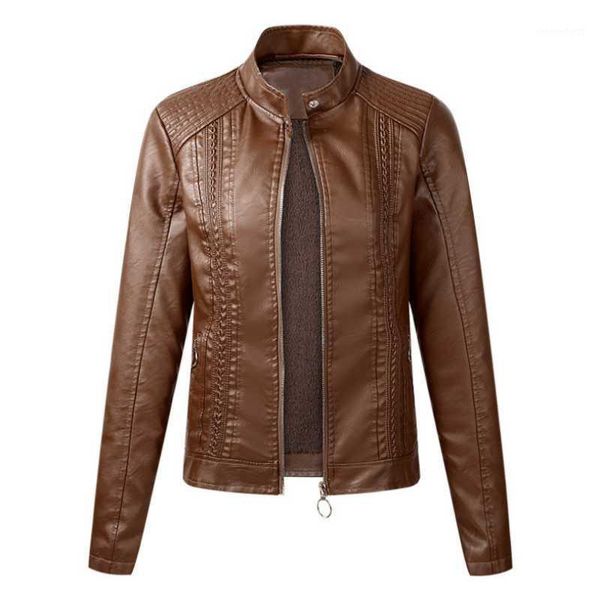 

new style women's leather coat plus velvet coat pu women's leather jacket motorcycle clothing1, Black