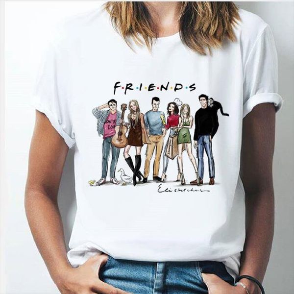 

classic friends tv show comic womens t shirt harajuku friends letters printed tees movie scene p korean style clothes, White