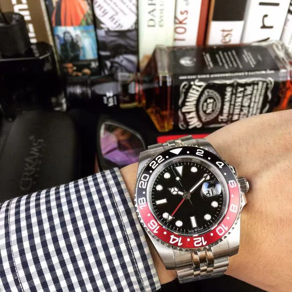 

3285 movement sapphire glass mirror 904 l un factory cola red and blue circle circle type men's watch, Slivery;brown