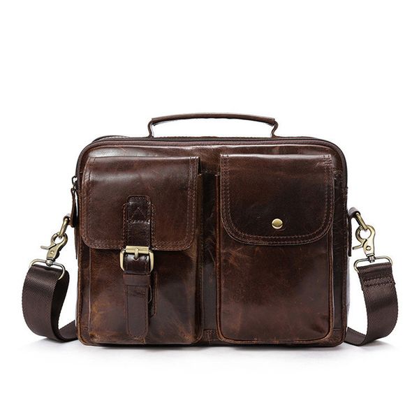

business style of male leather wax shoulder messenger bag 752c