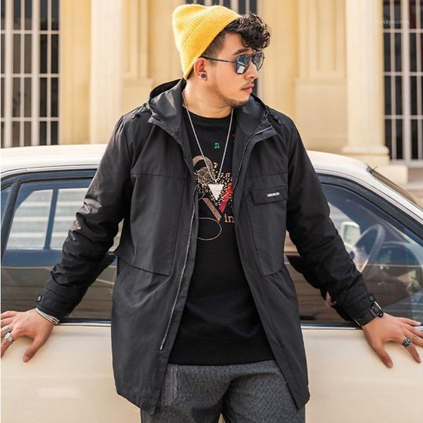 

men's jackets casual solid color loose hooded jacket male spring and autumn windbreaker1, Black;brown