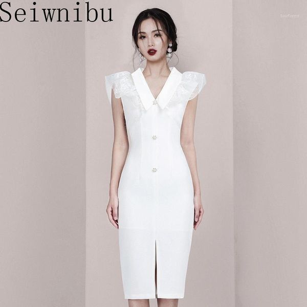 

casual dresses cy romantic style suit lapel lace patchwork flruffled middle long slim dress slit elegant wedding party1, Black;gray