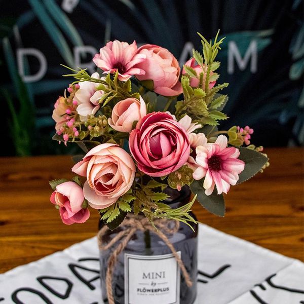 

autumn fake tea rose silk flower fall gerbera daisy artificial plastic flower for wedding home accessories decoration ro wmtuzk