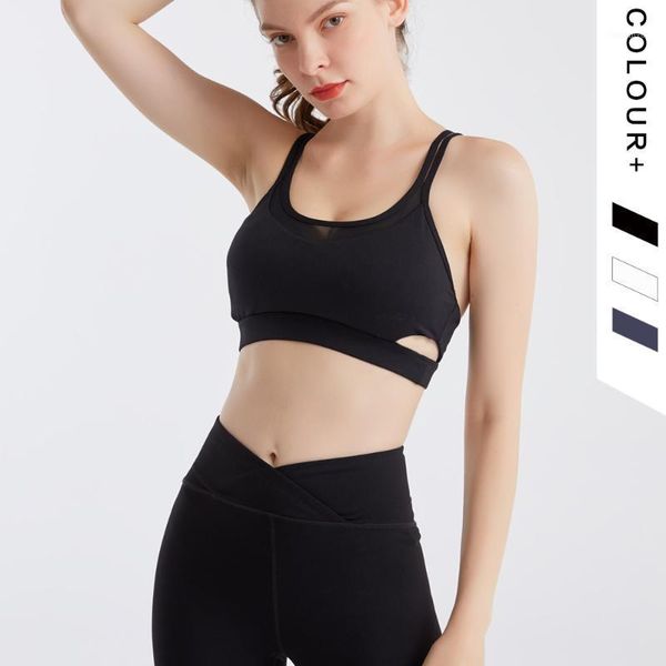 

gym clothing sleeveless woman yoga vest cross navel bare elasticity breathable sports workout quick dry underwear bra sportswear1, White;black