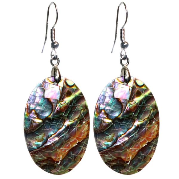 

1 pair oval abalone shell earrings fashionable jewelry dangler creative eardrop decor for women girl(assorted color), Silver
