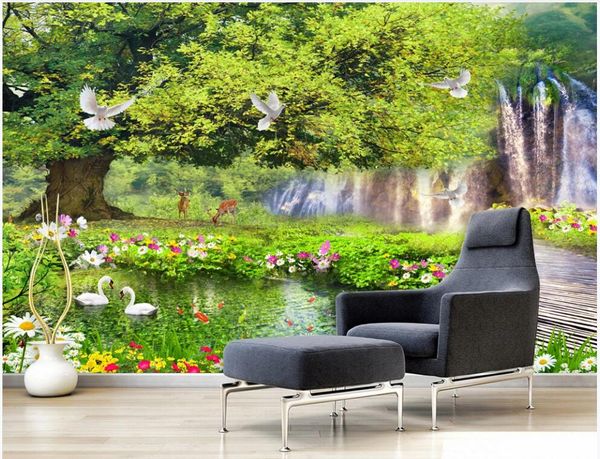 

3d wallpaper custom p mural forest landscape beautiful green big tree decor 3d wall murals wallpaper for walls 3 d in the living room