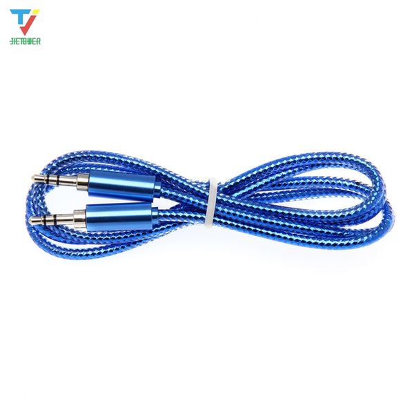 

300pcs factory price new 3.5mm jack bright blink auxiliary audio cable male to male aux cables good audio hd for headphone