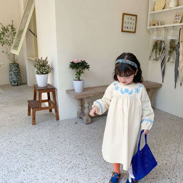 

long girl's cotton amu sve embroidered monkey drs, Red;yellow