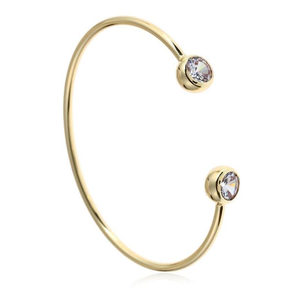 

bangle 8seasons 1 pc trendy jewelry copper open cuff bangles bracelets gold / silver color round clear rhinestone 6.2cm(2 4/8"), Black