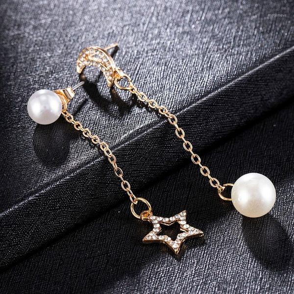 

dangle & chandelier 2021 golden pearl star moon drop earrings women fashion korean hanging earring wedding geometric jewelry gift1, Silver